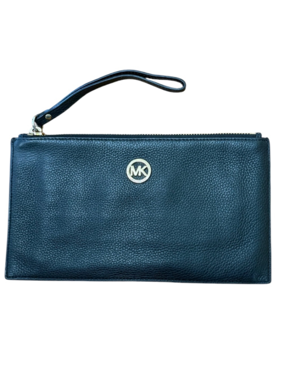Women's Michael Kors Black Large Pebble Leather Wristlet Clutch